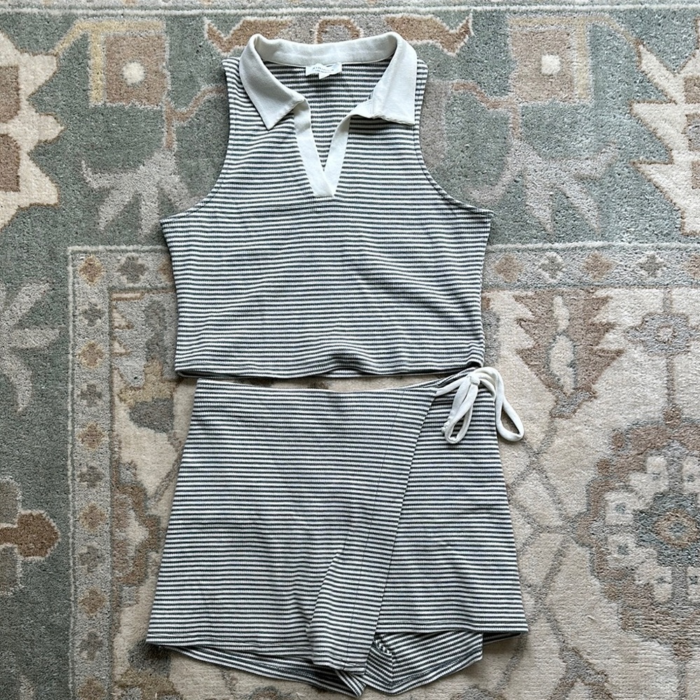 Striped Sleeveless Top and Shorts Set